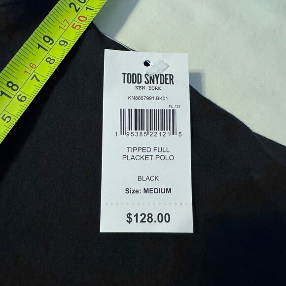 Todd Snyder Men's Medium Made in L.A. Montauk Tipped Full Placket Polo in Black - Picture 4 of 6